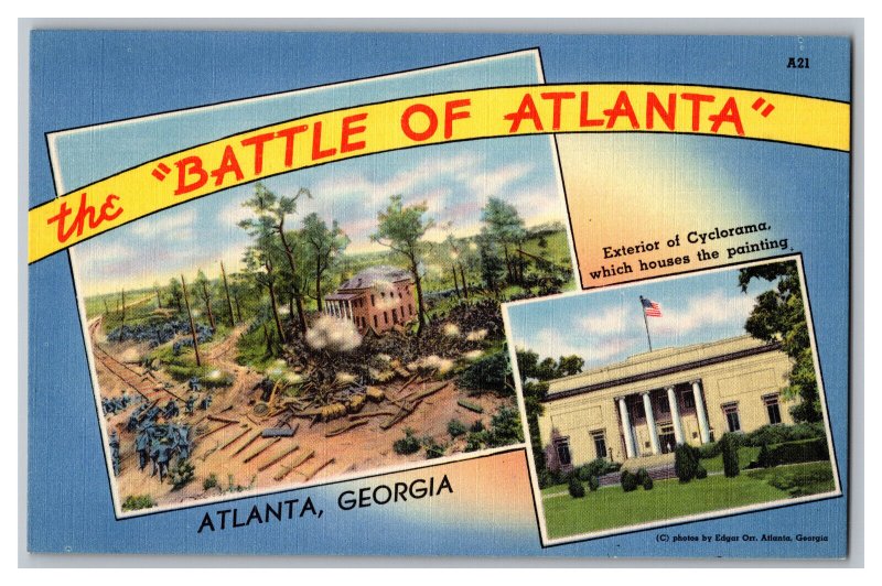 Postcard GA The Battle Of Atlanta Atlanta Georgia Cyclorama Painting