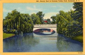 Genesee Valley Park, Rochester, New York - Bridge at Beauty Spot - Linen