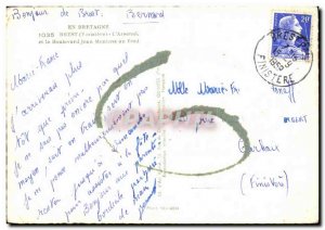Old Postcard Brittany Colored Brest Arsenal Boat