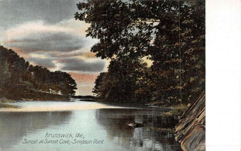 BRUNSWICK, ME Maine   SUNSET at SUNSET COVE~Simpson Point   1907 UDB Postcard