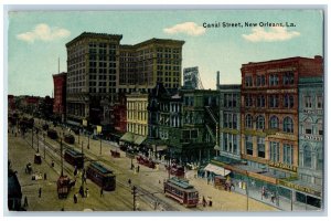 New Orleans Louisiana Postcard Aerial View Canal Street Business Section c1920's