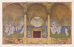 Massachusetts Boston Public Library Painting Muses Welcoming The Genius Of En...