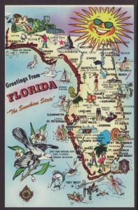 Greetings From Florida,Map Postcard