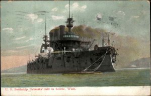 Seattle Washington WA US Battleship Nebraska Vintage Postcard