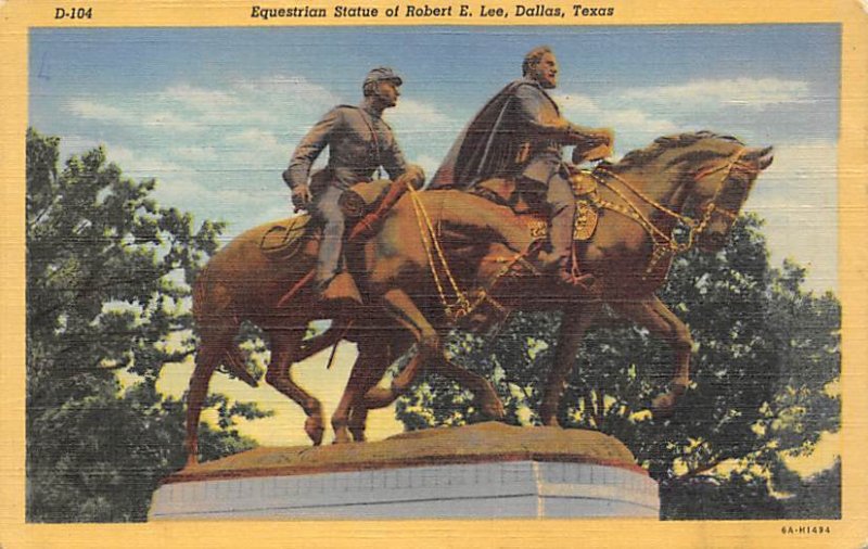 Equestrian statue of Robert E Lee Dallas, Texas, USA Civil War Unused 