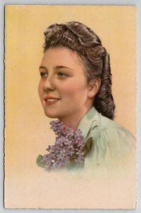 Alfred Noyer Glamour Girl Victory Rolls Hair Pretty Woman Postcard B45