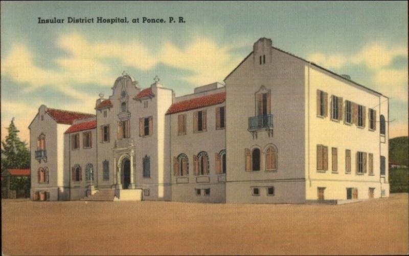Ponce Puerto Rico Hospital Linen Postcard EXC COND