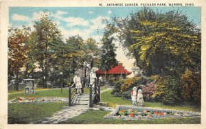 Warren Ohio 1923 Postcard Japanese Gardens Packard Park Children