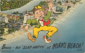 Postcard Florida Miami Beach Aerial Broke by Slap Happy! linen Teich 23-7966