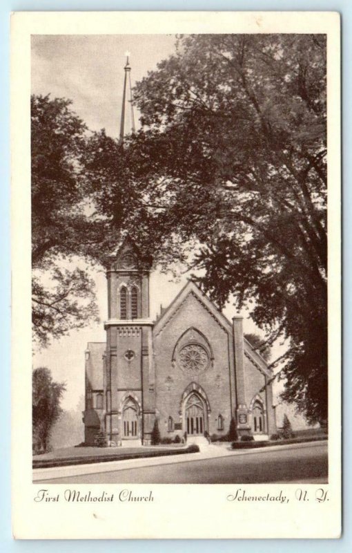 SCHENECTADY, New York NY ~ FIRST METHODIST CHURCH Rev. Leon Adkins Postcard