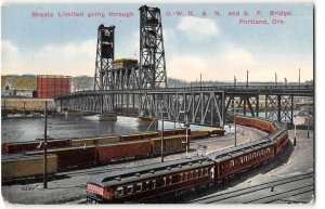 Shasta Limited Railroad Train OWR&N Bridge Portland Oregon 1917 Antique Postcard
