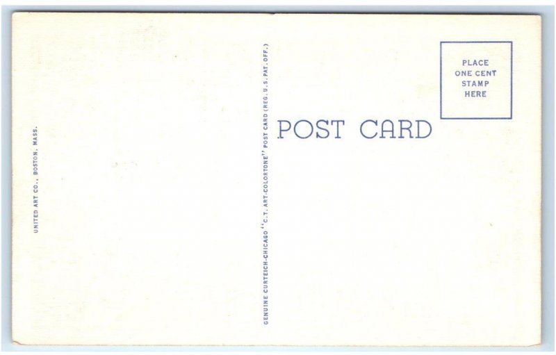 Large Letter Linen BOSTON, MA Massachusetts c1940s Curt Teich Postcard