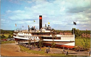 Vtg Sidewheeler Ticonderoga Steamboat at Shelburne Museum Vermont VT Postcard