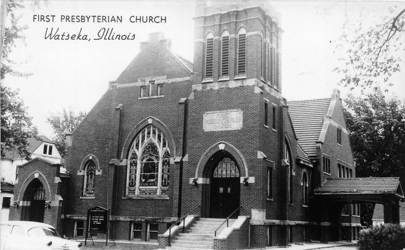 J62/ Watseka Illinois RPPC Postcard c1964 First Presbyterian Church  212
