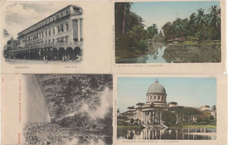 Calcutta Palm Avenue Post Office 4x Indian Old Postcard s