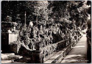 Tivoli - Il Viale Delle Trecento Fontane Nella Villa Real Photo RPPC Postcard