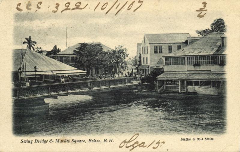 british honduras, BELIZE, Swing Bridge & Market Square (1907) Stamps