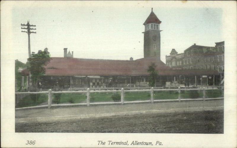 Allentown PA RR Train Terminal Station c1910 Postcad