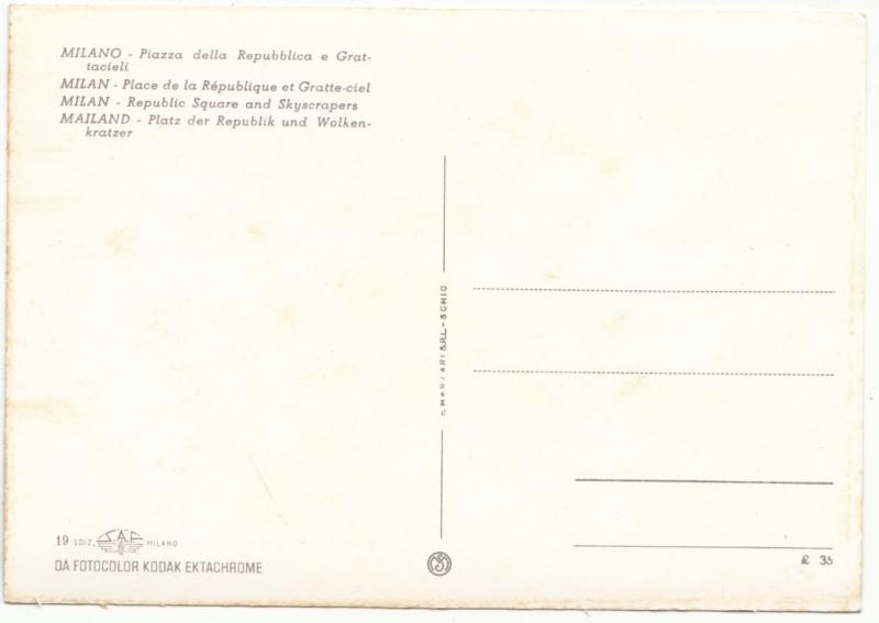 MILANO, Piazza della Repubblica e Grattacieli, Italy, unused Postcard