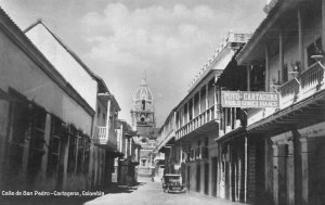 Cartagena Colombia Calle de San Pedro Real Photo Vintage Postcard AA61462