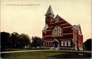 Postcard Courthouse and Jail in Cooperstown, New York~139476