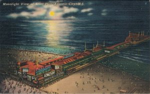 USA Moonlight View of Steel Pier Atlantic City New Jersey 04.98