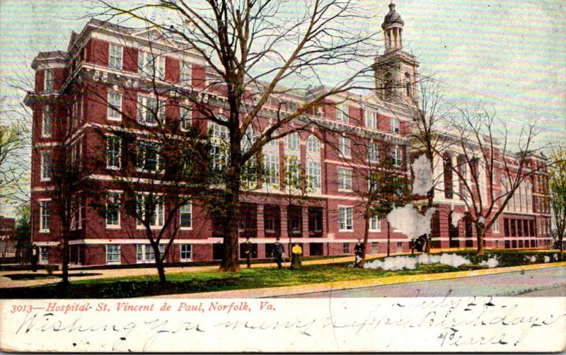 Virginia Norfolk Hospital St Vincent De Paul 1907