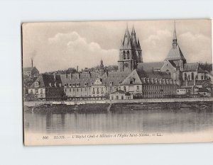 Postcard L Hôpital Civil et Militaire et l Église Saint Nicolas Blois France