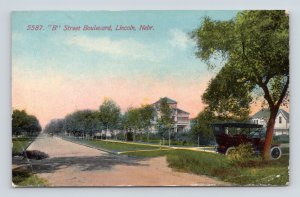 B Street Boulevard View Lincoln Nebraska 1912 DB Postcard P12