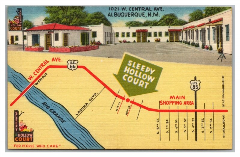 Postcard NM Albuquerque New Mexico Sleepy Hollow Court Motel Route 66 K30