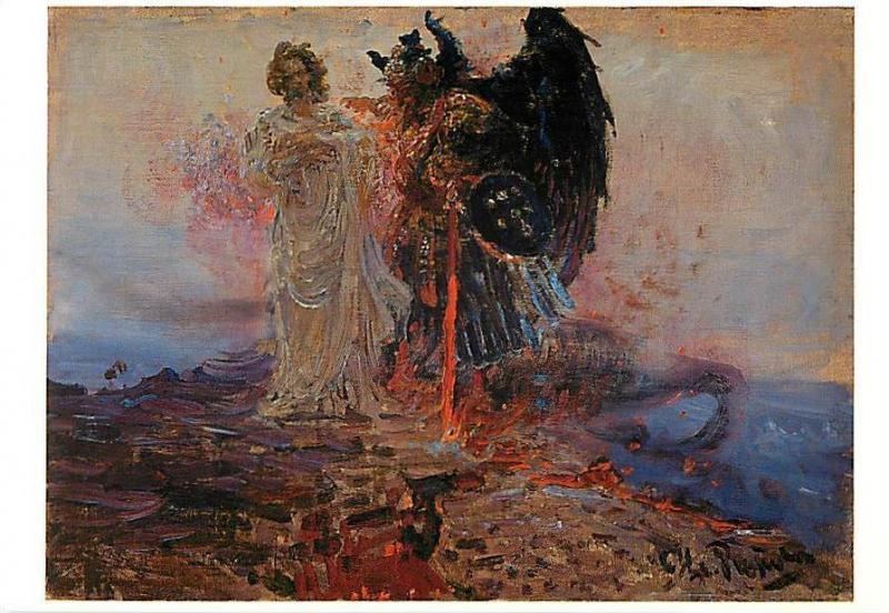 Get Behind Me Satan by Ilya Repin Temptation of Christ Art Postcard