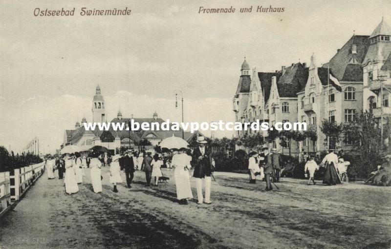 poland, ŚWINOUJŚCIE Solbad SWINEMÜNDE, Promenade und Kurhaus (1910s)