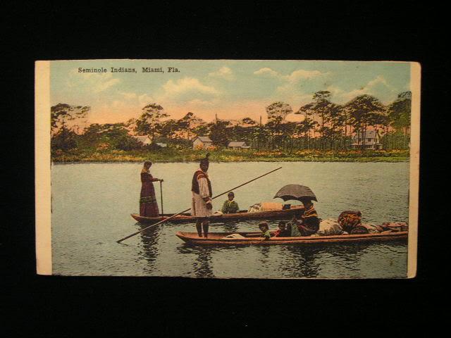 20s Seminole Indians on River/Canoes, Miami, Florida PC
