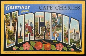 Vintage Postcard 1939 Greetings from Cape Charles, Virginia