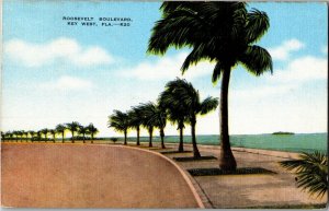 View on Roosevelt Boulevard, Key West FL c1953 Vintage Postcard C57