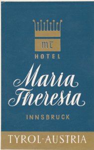 Austria Innsbruck Hotel Maria Theresa Vintage Luggage Label sk3245