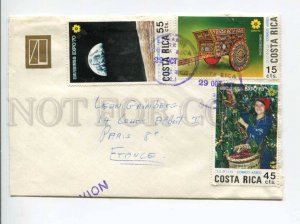 292916 COSTA RICA to FRANCE 1970 year SPACE EXPO airmail piece of COVER