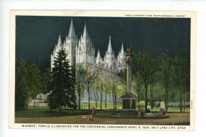 UT - Salt Lake City. Mormon Temple at Night on April 6, 1930