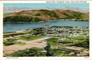 Idaho Aerial View Sandpoint Lake Pend D'Oreille RR Bridge Ross Hall Postcard Y8