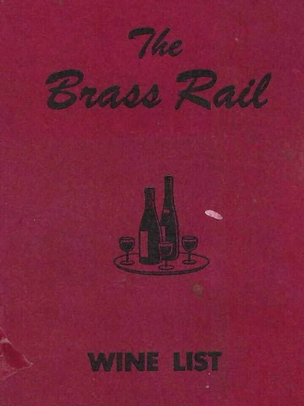 MK-041 CA, San Diego, The Brass Rail Restaurant Wine List, October 1951 Menu