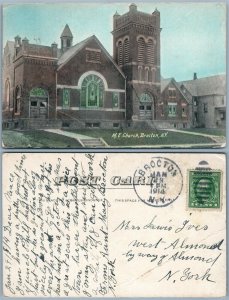 BROCKTON N.Y. M.E. CHURCH 1914 ANTIQUE POSTCARD w/ CORK CANCEL