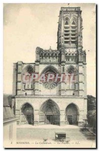 Old Postcard Soissons The Cathedral The Facade