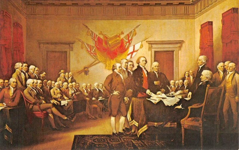 Declaration of Independence Signing Trumbull Painting 1975 Vintage Postcard