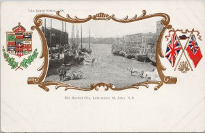 The Market Slip Low-water St. John New Brunswick NB Patriotic Postcard G18