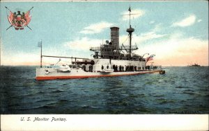 Battleship Fighting Ship US Monitor Puritan c1910 Vintage Postcard