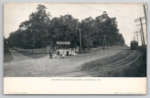 Perkasie PA Entrance to Menlo Park and P & R Railway Station c1905 Postcard N25