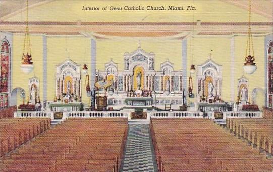 Florida Miami Interior Of Gesu Catholic Church 1952