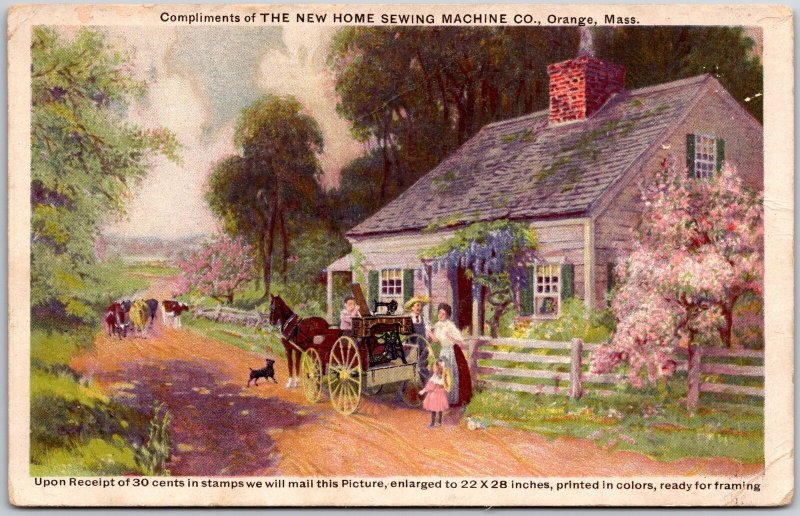 New Home Sewing Machine Company Orange Massachusetts Countryside Home Postcard