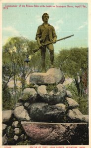 Vintage Postcard 1910's Commander of Minute Man Battle Lexington Massachusetts