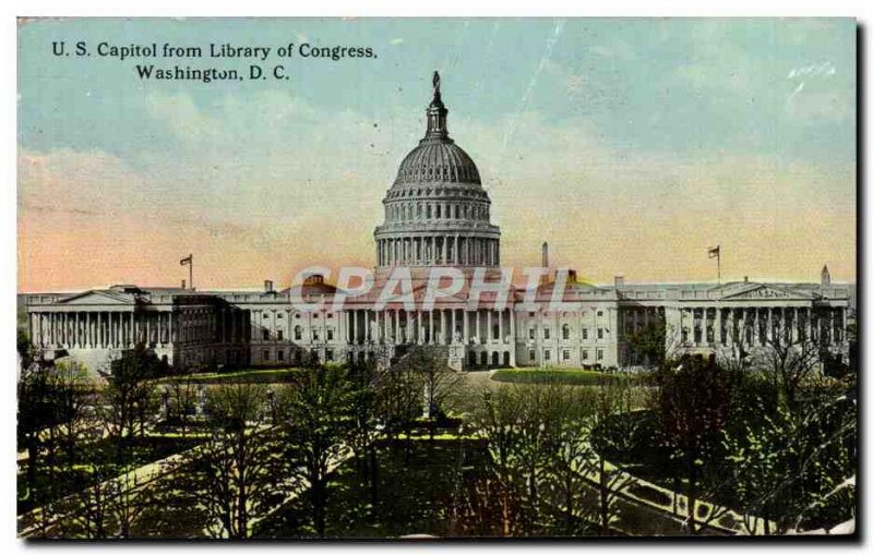 Old Postcard U S Capitol From Library Of Congress Washington D C.